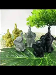 1pc Collectible figurine creative resin gray gold and black tricolor elephant ornament auspicious meaning exquisite craftsmanship suitable for office desk decoration garden decoration potted plant decoration adds natural life to the space an ...