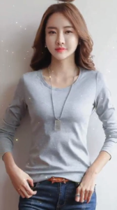 [ Mặc Là Mê * ] Áo thun nữ cổ tròn tay dài vải cotton đẹp dễ mặc dễ phối đồ mặc bốn mùa