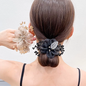 HUFANG  เชือกผูกผมยางรัดยืดหยุ่นสูงสำหรับเครื่องประดับผมผู้หญิงเส้นผมที่เป็นวงกลมด้านหลังของศีรษะ