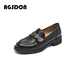 Agsdon | Brown Thick Heel Ladies Loafers England Style