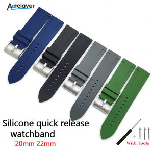 Aotelayer Dây đeo đồng hồ bằng Silicone tháo nhanh 20mm 22mm Dây đeo đồng hồ chống nước giao diện phẳng Vòng đeo tay thông dụng cho Rolex submariner Phụ kiện đồng hồ