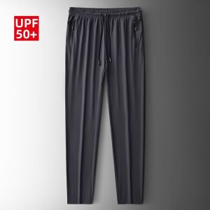 UPF50+ Sun Protection Ice Silk Mens Casual Pants Loose Fit Summer Quick Dry Lightweight Breathable Sports Long Trousers