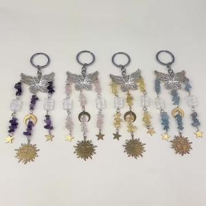 1pc Natural Crystal Gravel Specimen Decoration Handmade Butterfly Tassel Crafts Home Decoration Gift