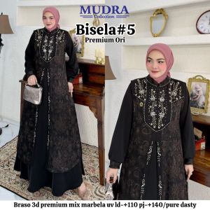 Gamis Brokat Premium Bisela #5 Ori – Dress Muslim Elegan Braso 3D Mix Marbella Kondangan Pesta