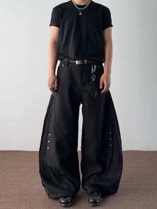 Quần Ống Đứng American Rivet Thiết Kế Cleanfit Quần Ống Rộng Màu Đen Cho Nam Quần Dài Ống Rộng Đa Năng Thoải Mái Mùa Xuân Thu