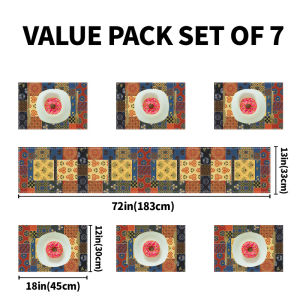 VIKAMA Retro Ethnic Traditional Linen Table Runner Festival Party Farmhouse Restaurant Table Decoration Outdoor Picnic Decor