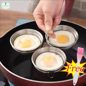 YESPERY 3 in 1 Stainless Steel Egg Cooker With Handle Contain 3pcs Removable Divided Bowl Round Egg Steamer Mold Kitchen Tool Cooking Gadget