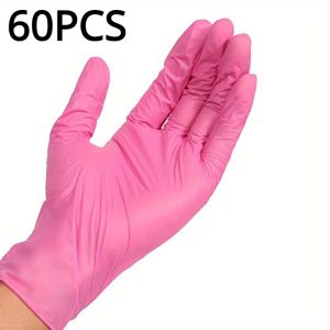 XS/S/M/L Pink Nitrile Gloves Disposable Household Gloves Elastic Latex Free Waterproof Durable Multifunctional Cleaning Tool