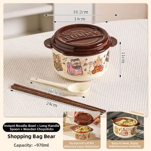 Cute Microwavable Ceramic Bowl for Students