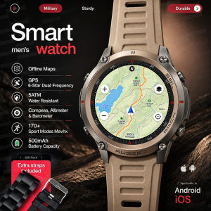 GUHUAVMI | 2026 New Google Maps Smart Watch GPS Route Tracking Offline Map Compass Fitness Tracker BT Call Rugged Outdoor HD Smartwatch Men