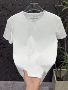 Mens Slim Fit round Neck Short Sleeve T-Shirt Fashionable Youth Base Layer Shirt Versatile Solid Color Summer 2024
