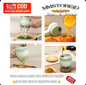 MM - 4 in 1 set alat pemotong sayuran / food chopper elektrik mini wireless alat pemotong bawang putih  elektrik 4in 1 Portable blender cabe