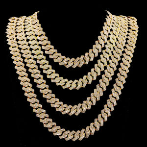 Hip Hop 5A+ Bling Cuban Link Chain Iced Out Exquisite Necklace For Men Father Day Jewelry to Husband Fashion Gift Rhinestone