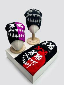 Fall and Winter New Arrival Color Matching Spoof Devil Wool Knitted Hat Men and Women Heattech Hip Hop Cool Easiest for Match Sleeve Cap
