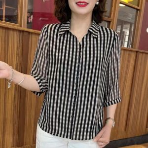 QIAOXIZI | Fashionable Loose-Fit Senior Womens Short Sleeve Shirt