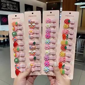 10 Chiếc Kawaii Bé Gái Kẹp Tóc Bé Bên Nổ Trái Cây Kẹp Tóc Dễ Thương Acrylic Mũ Đội Đầu Cho Trẻ Em Phụ Kiện Tóc