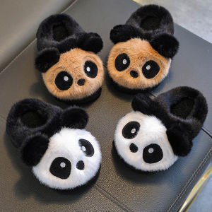 Winter Children Cotton Slippers Boys Warm And Plush Panda Slippers Cute Cartoon Girls Home Slippers