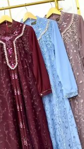 Maudy Dress Gamis Brukat Lebaran Terbaru 2025 Dress Ceruty Wanita Dewasa Gamis Kondangan Muslim