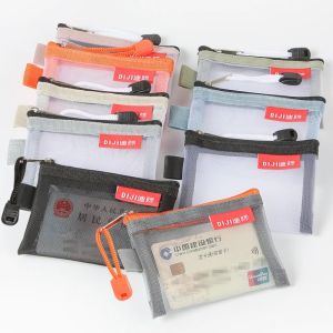 1ชิ้นกระเป๋าใส่บัตรตาข่ายไนล่อนโปร่งใสขนาดเล็ก/ที่จัดระเบียบเครดิตไอดีการ์ด/ซิปกระเป๋าสตางค์แบบพกพา/สายข้อมูลหูฟังกระเป๋าพวงกุญแจลิปสติก