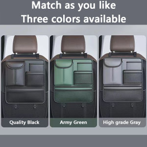 Car Seat Organizer Car Seat Back Organizer Large Capacity Car Seat Back Storage Bag Car Backseat Car Organizer Travel Accessories with Hook Leather Car Tissue Box