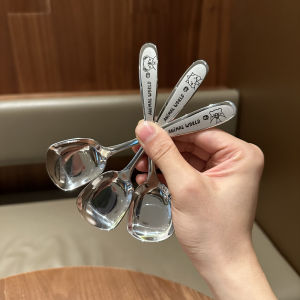 Long Handle Food Grade 304 Stainless Steel Spoon Cute Animal Cartoon Baby Eating Spoon Childrens Soup Spoon Feeding Supplies