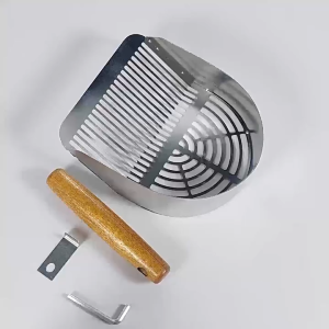 Carbon Steel Cat Litter Scoop with Wood Handle Rust Resistant Easy Scoop Penyedok Pasir Kucing