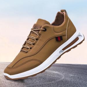 Casual Leather Shoes Mens Mid-aged Pure Color PU Leather Lace-up Work Leisure Korean Style Cross-Border Mens Footwear