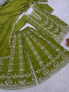 [PRE-ORDER] 2026 OCT GREEN EMBROIDERED PUNJABI SUIT 3PCS KURTI PALAZZO PANTS DUPATTA M TO 2XL ( DELIVERY 10 WORKING DAYS) ETA: 2026-12-30 | WOMEN LIME GREEN EMBROIDERED PALAZZO SUIT SET WITH DUPATTA M TO 2XL BOLLYWOOD DEEPAVALI WEAR