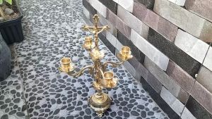 Tempat Lilin Kuningan Cabang 4 Salib Yesus Tempat Lilin Gereja Rohani 1 pcs