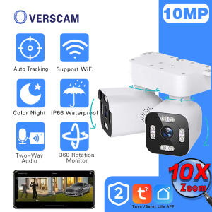 10MP กล้องวงจรปิดแบบไร้สายสองหน้าจอกล้องรักษาความปลอดภัยระบบไร้สายอัจฉริยะกลางแจ้ง360กล้องเลนส์คู่ IP สำหรับกล้องวงจรปิดแบบคู่ PTZ กันน้ำ ICam365