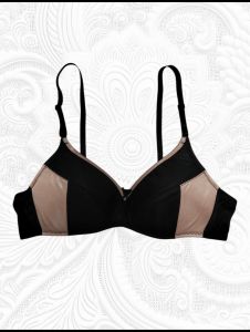 ISSA Non-wire Soft Cup Bra Black and Beige with Adjustable Straps