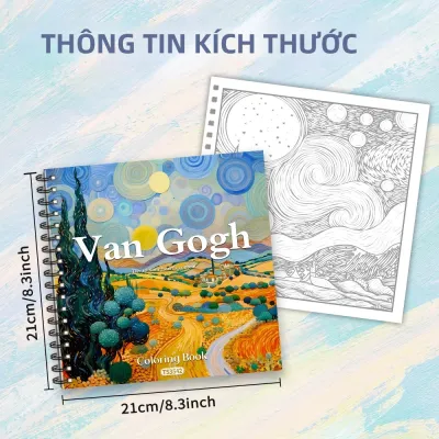 Sách Tô Màu Dành Cho Người Lớn Van Gogh - 30 Tờ 100gsm 83x83 Inch Sách Vẽ Làm Quà Tặng Sinh Nhật & Lễ Hội