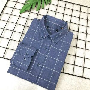 Thickened Long Sleeve Mens Shirt Autumn Winter Business Casual Slim Fit Button down Warm Plaid Cotton Garment for Youth