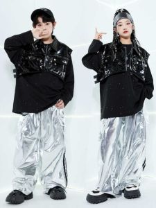 เสื้อแจ็คเก็ตหนังแขนยาว ชุดฮิปฮอป ชุดการแสดง แฟชั่นฤดูใบไม้ร่วง สำหรับเด็กชาย เสื้อแจ็คเก็ตหนังสตรีทสไตล์ ชุดฮิปฮอป เสื้อผ้าเด็ก ชุดการแสดง