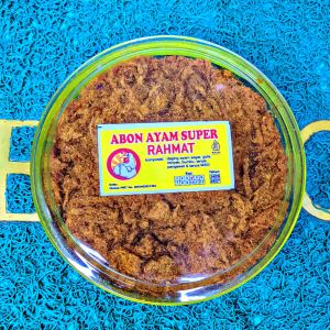 Abon ayam karwati enak empuk halal kemasan toples bening 150 gram & gepuk basah 100gr