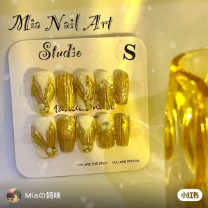 A081 SIZE S/M 🇲🇾 Ready Stock Handmade Nail Art Reuseable 10pcs/set Nail Tips free 5pcs Manicures Tools 现货手工穿戴甲可重复使用 10 件/套美甲贴片免费 5 件美甲工具