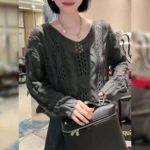 Áo Len Dệt Kim Cổ Chữ V Tay Dài Thời Trang Thu Đông Mới Về Cho Nữ Áo Len Dệt Kim Mềm Mại Thoáng Khí Dáng Rộng Không Có Mũ