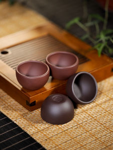 Mini 40cc Purple Clay Tea Cup Handmade Original Mine Pure Purple Clay Gongfu Tea Drinking Cup Chinese Style Vintage Aesthetic