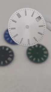 New NH35 watch dial 28.5mm dial sterile silver nail dial and green lumens fit NH35A and NH35 movements with a date window