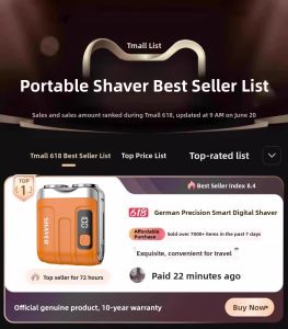 MONLEYTA | Electric Shaver Mens Mini Portable Beard Razor Genuine German Small Steel Cannon Gift For Boyfriend Double Blade Stainless Steel