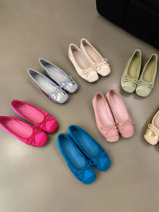 Sonlarfu Elegant French Style Silver Color Womens Flat Ballet Slippers New Fashion Spring Summer Soft Sole Fairy Wind Bow Design