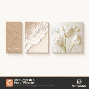 CTYLIGHTZ | Creamy Style Decorative Artwork Floral Living Room Wall Hanging Abstract Minimalist Sandstone