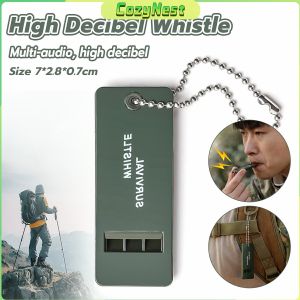 C.N 1pc Portable Survival Whistle 3-Frequency High Decibel Plastic 7x2.8x0.7cm Green With Hanging Chain For Outdoor Sports Mountaineering