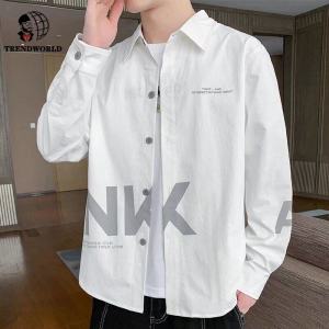 2023 Spring and Autumn Mens A Men s Shirt Korean Version Fashion Brand Loose Handsome Coat Casual Versatile Long Sleeve Shirt