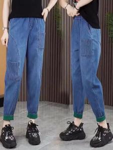 Slimming Harlan Denim Jeans Womens Spring Autumn New Loose Elastic Waist Cotton Stretch Jeans High Waist Multi Pocket Wear Resistant