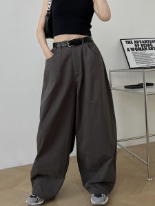 High Waist Wide Leg Casual Pants Loose Fit 3D Effect Grey Street Style Womens Long Trousers Autumn New Style Slimming Effect