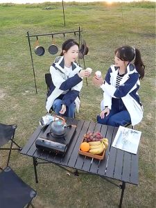 LOOGU Outdoor Foldable Table Rugged Portable Multifunction Camping Barbecue Coffee Bar Table