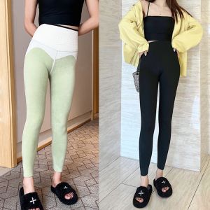 Thickened Latex Waist Yoga Pants Womens Autumn Winter Fleece High Waist Abdomen Lifting Large Size Shark Skin Base Pants