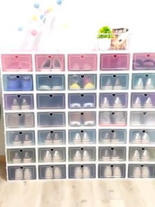 Box Sepatu Kotak Sepatu Lipat Transparan Tebal Shoes Storage Organizer Rak Sepatu Plastik Susun