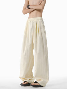 Quần Ống Rộng Ống Đứng Mỏng Mùa Hè Ice Silk Cho Nam Quần Dài Thường Ngày Cạp Vừa Thoáng Khí Thoải Mái